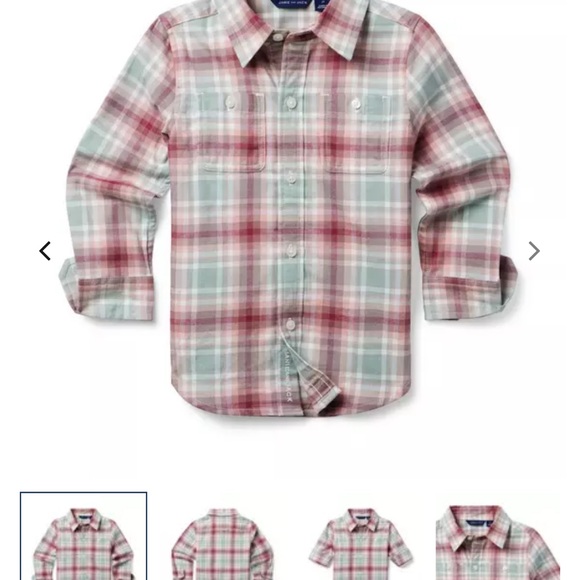 Janie and Jack Pink Plaid Button-Up - Picture 7 of 8